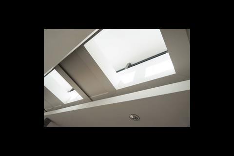 The extended roofline minimises solar gain. Windows and rooflights are linked to the BMS, which monitors internal and external temperatures